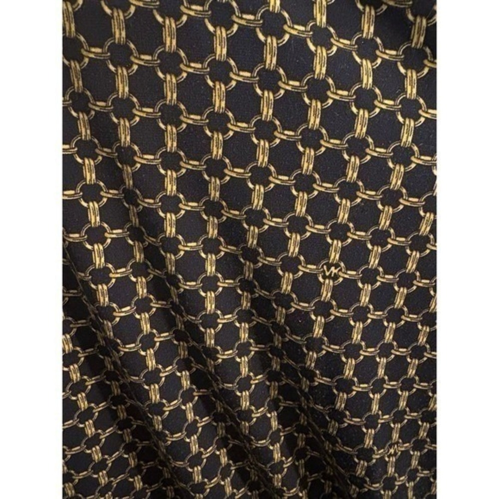 Michael By Michael Kors Gold Chain Print Wrap Blouse S Sophisticated Workleisure - Picture 2 of 4
